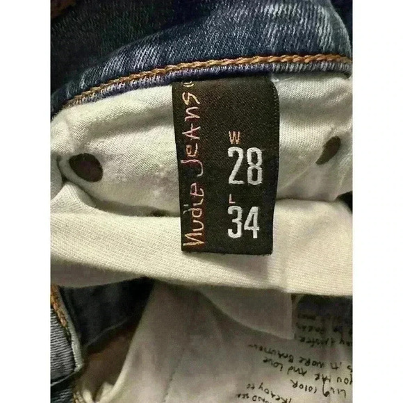 Nudie Jeans Tube Kelly Men 28x34 Salt N Pepper Jeans Straight Leg Skinny Denim - Picture 5 of 7